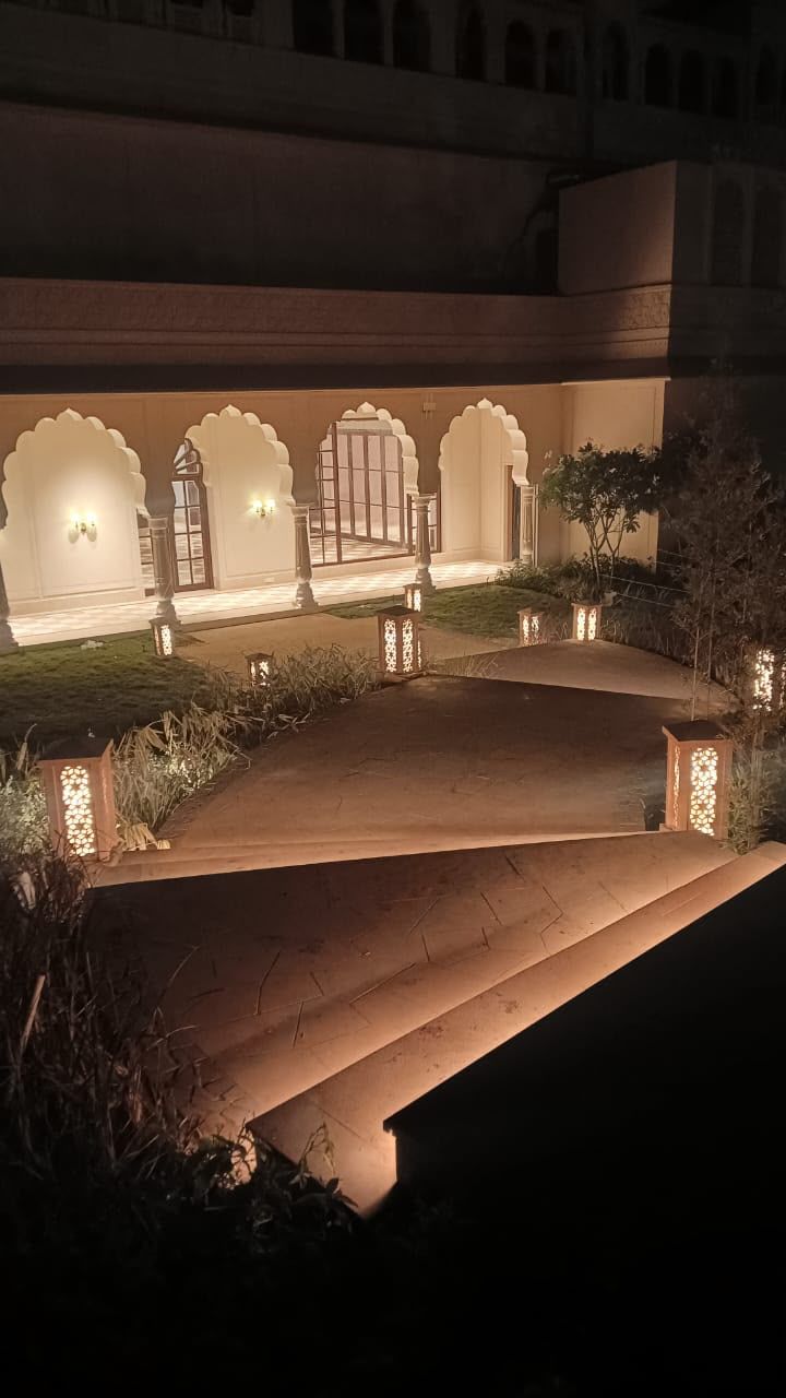 Landscape and facade lighting at night